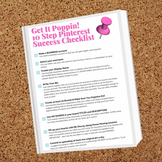 FREE Quick Start Pinterest Checklist